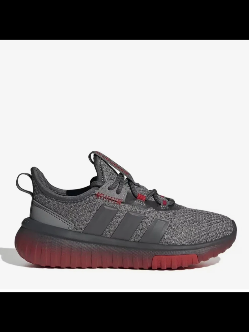adidas Boys 5 Yputh Gray and Red Knit Sneaker